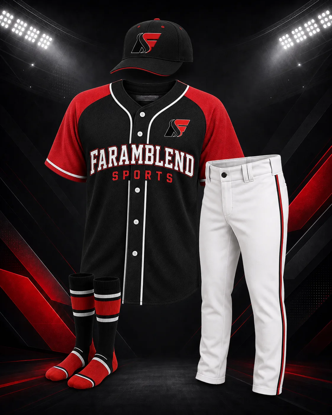 Complete Baseball Uniform Set with Cap and Socks — Custom Baseball Uniforms / Team Sets | Faramblend Sports International