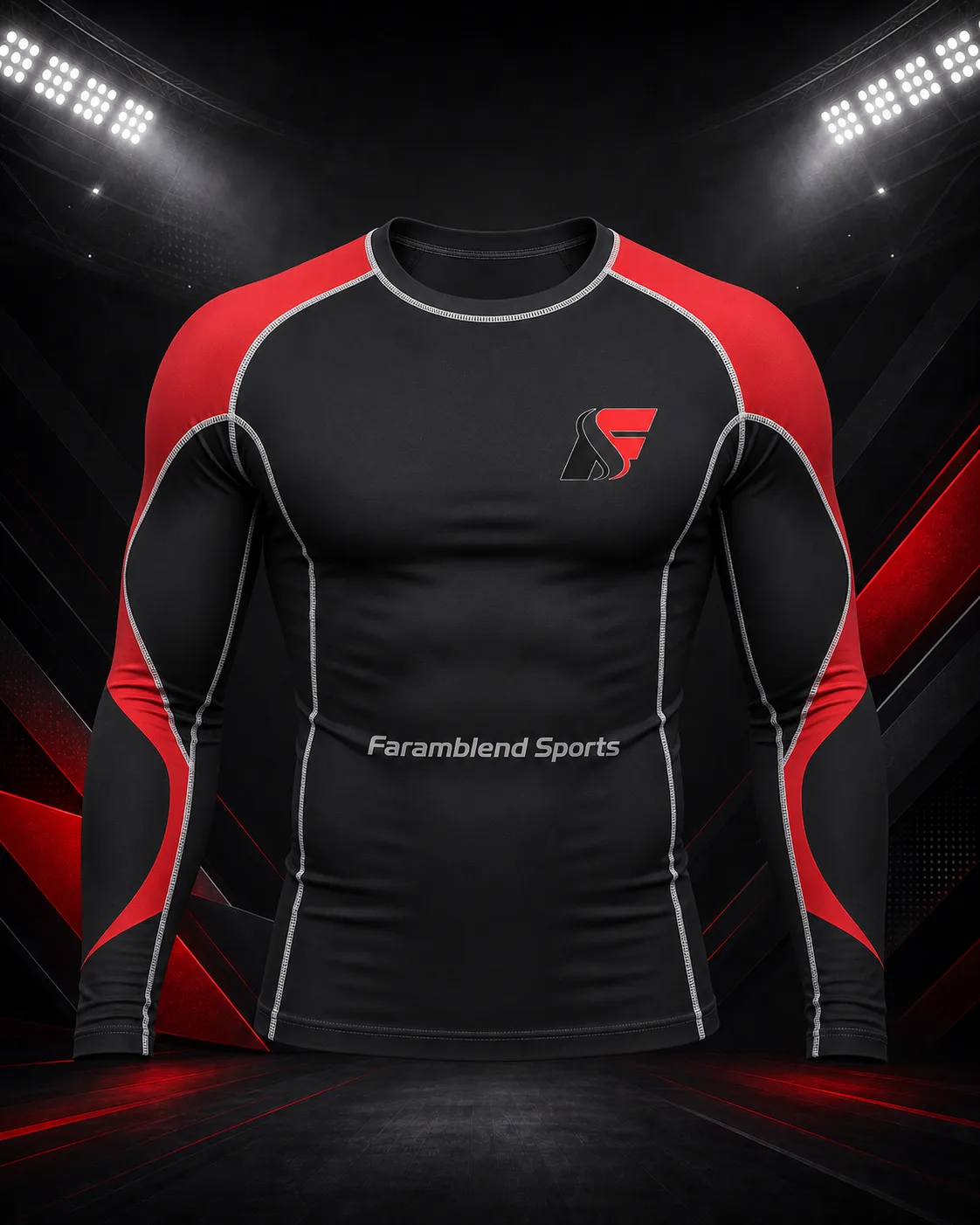 Long-Sleeve Wrestling Compression Top — Custom Wrestling Compression Wear | Faramblend Sports International